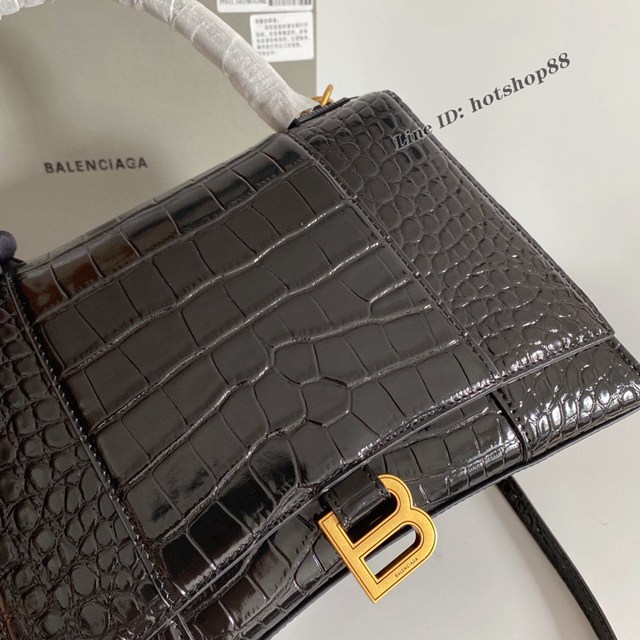 Balenciaga專櫃爆款Hourglass鱷魚紋沙漏包 巴黎世家M碼鱷魚紋金扣沙漏包 fyj1568